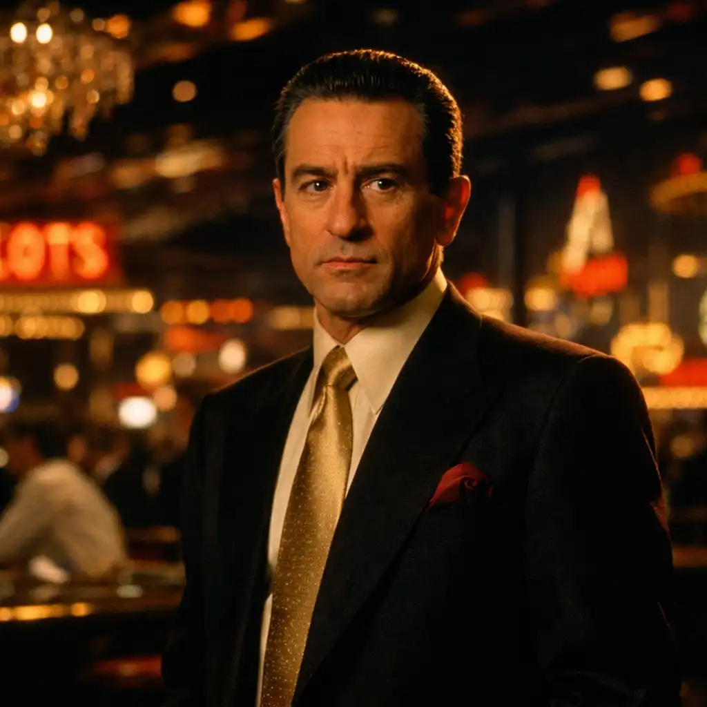 Kadr z filmu Casino z Robertem De Niro w kasynie